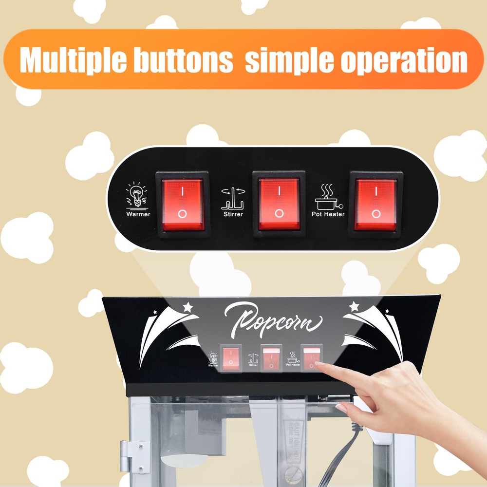 12oz Popcorn Machine Popcorn Maker w/ Kettle & Warming Deck Countertop Popper