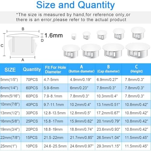 White Nylon Hole Plugs Assorted Sizes Set