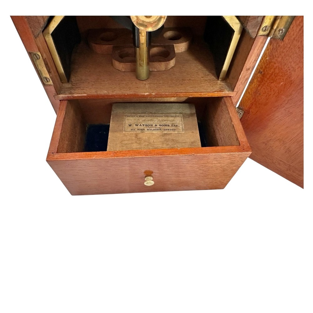 W JOHNSON & SONS LONDON DISSECTING MICROSCOPE CASED * SLIDE COMPRESSOR & MORE*