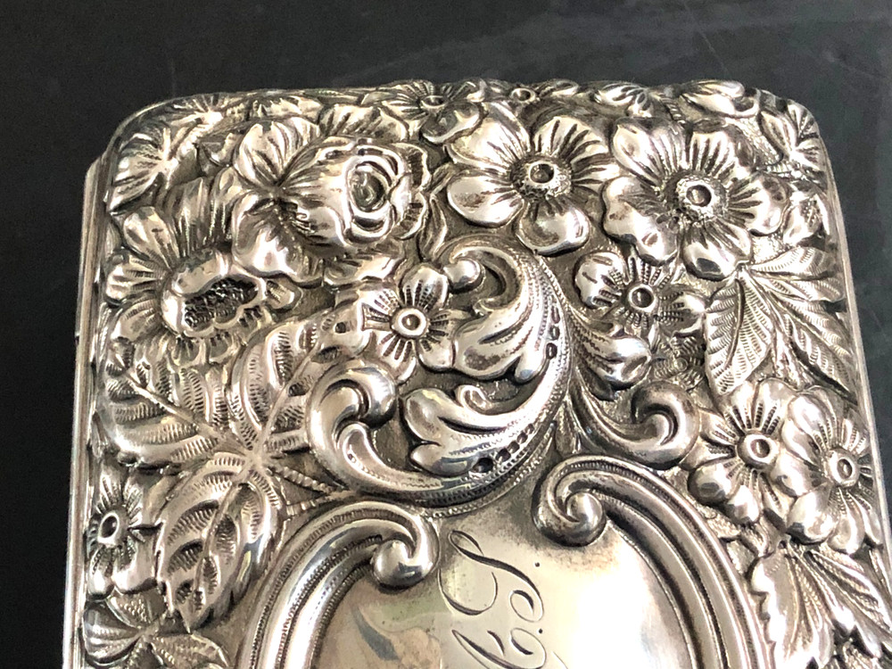 Antique Gorham Cluny Pattern Sterling Silver Rectangular Hinged Box, 177 Grams.