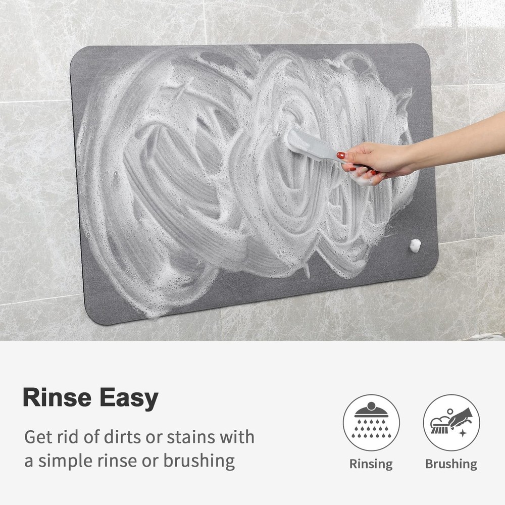 Stiio Bath Mat for Bathroom, Flat Rug 1'3" x 1'11" (Rectangular), Grey
