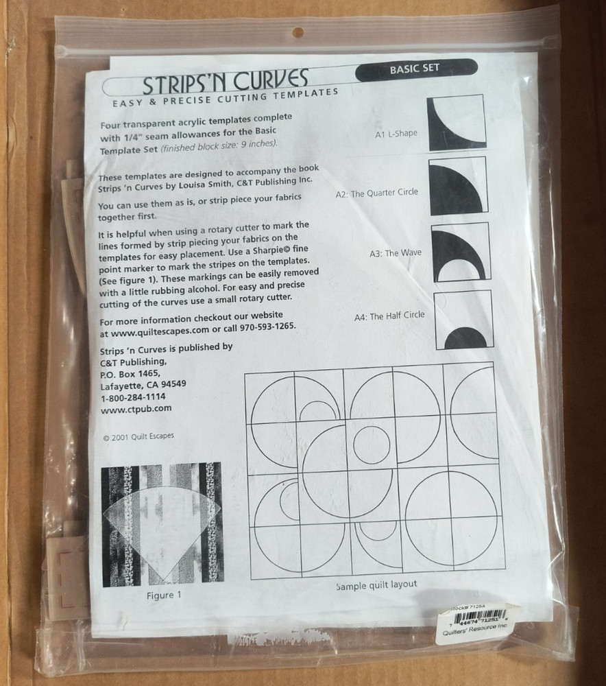 Quilt Escapes Strips N Curves 4 Acrylic Template Set Basic Set Block Size 9"