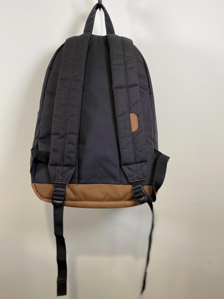 Herschel Black Backpack with Brown Suede Bottom