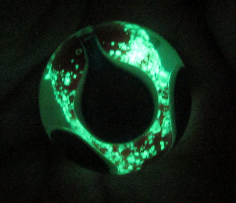 22mm NAMASTE Handmade GLOW IN THE DARK art glass Red Marble ball 7/8" SHOOTER