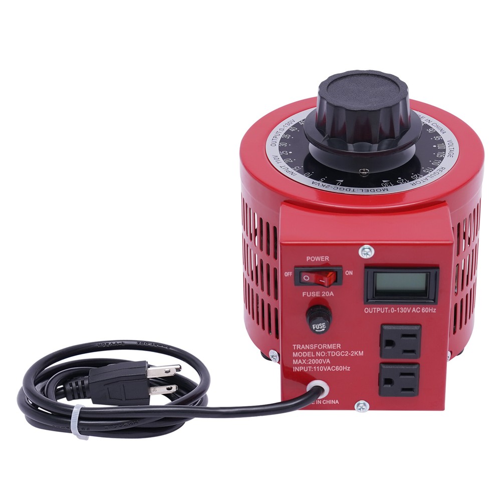 20Amp Variac Transformer Variable Red AC Voltage Regulator Metered 2000VA 0-130V