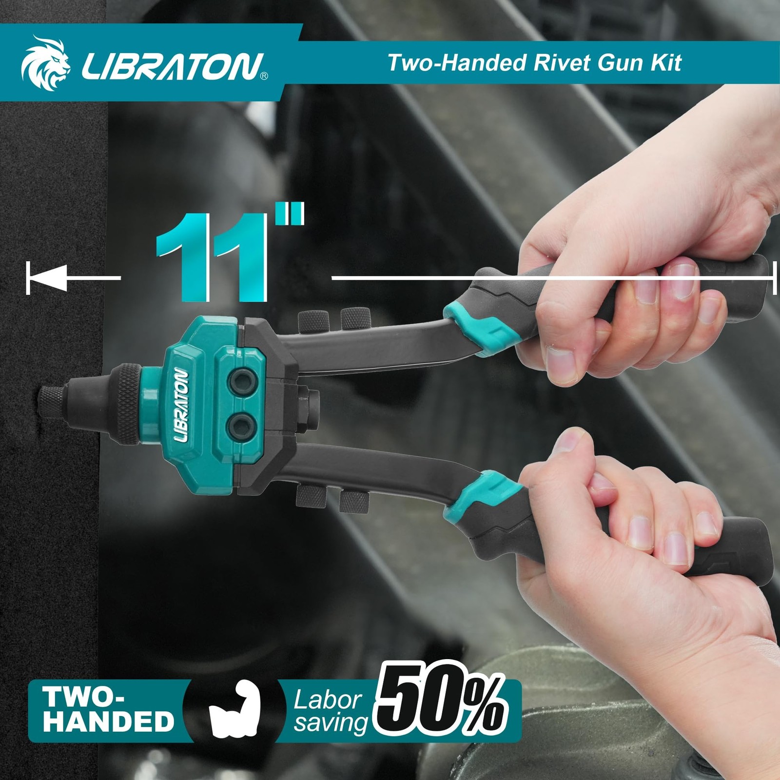 LIBRATON Pop Rivet Gun Kit, Two-Handed Rivet Gun, Heavy Duty Rivet ... Fast Ship
