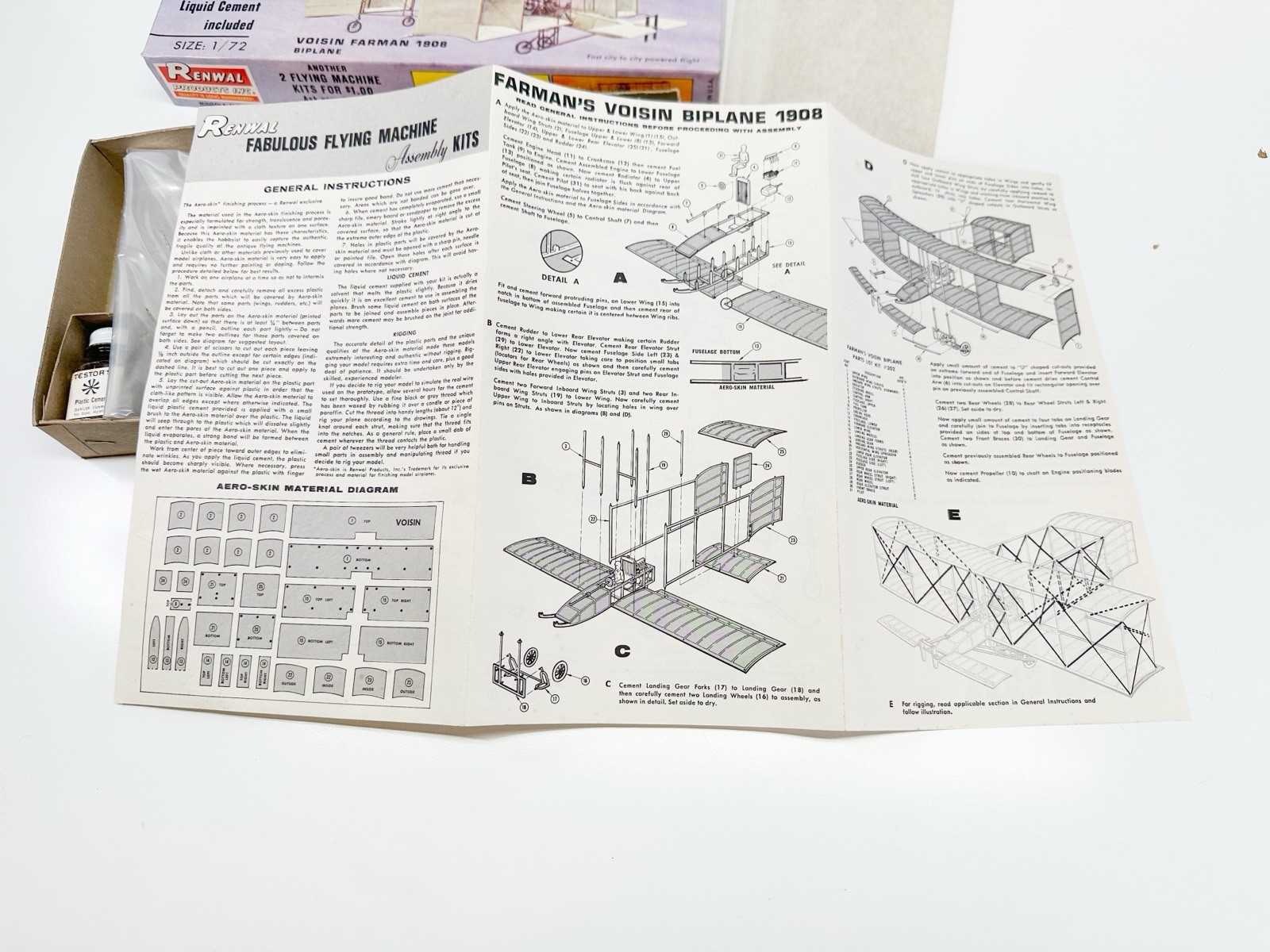 Renwal 1908 Antoinette Monoplane & Voisin Farman 1/72 Scale Plastic Model Kit