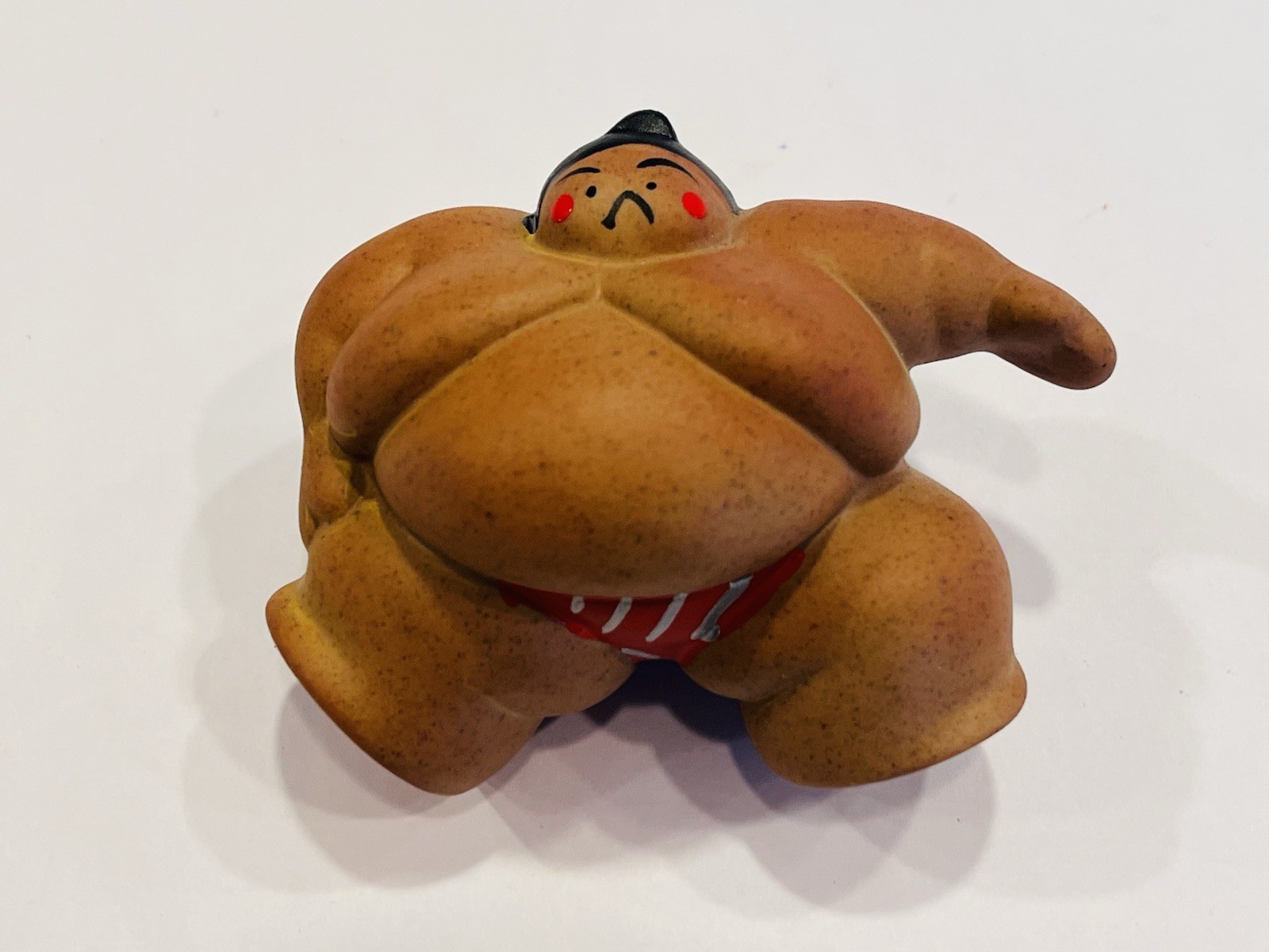 Japanese Sumo Wrestler Figurine Ceramic Shiko Pose Funny Japan Decor BIN A