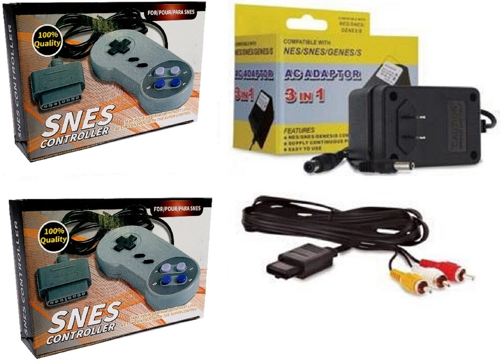 2x Controllers + AC Adapter Power Cord + AV Cable (Super Nintendo)