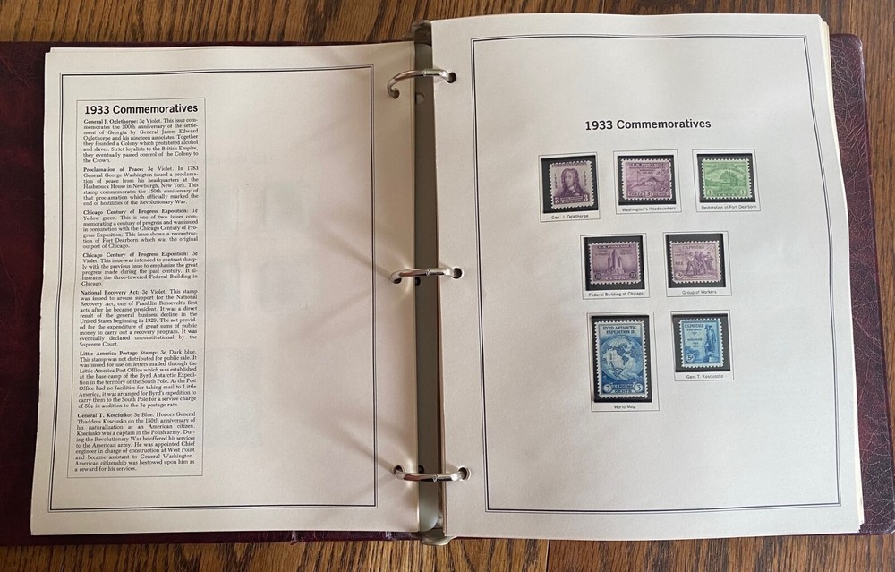 1893 - 1989 HERITAGE COLLECTION US COMMEMORATIVE STAMPS BINDER- WITH SOME STAMPS