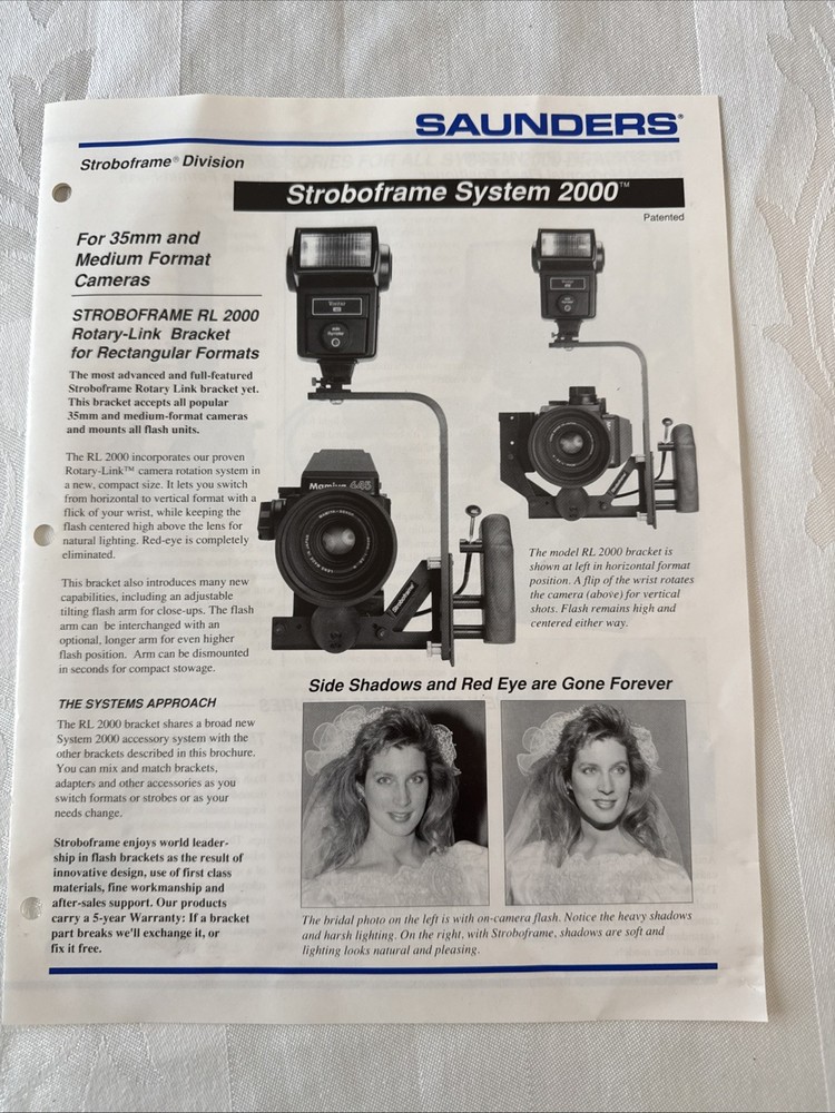 STROBOFRAME RL/C Camera Flash Bracket Designed For 35mm & 645 Cameras