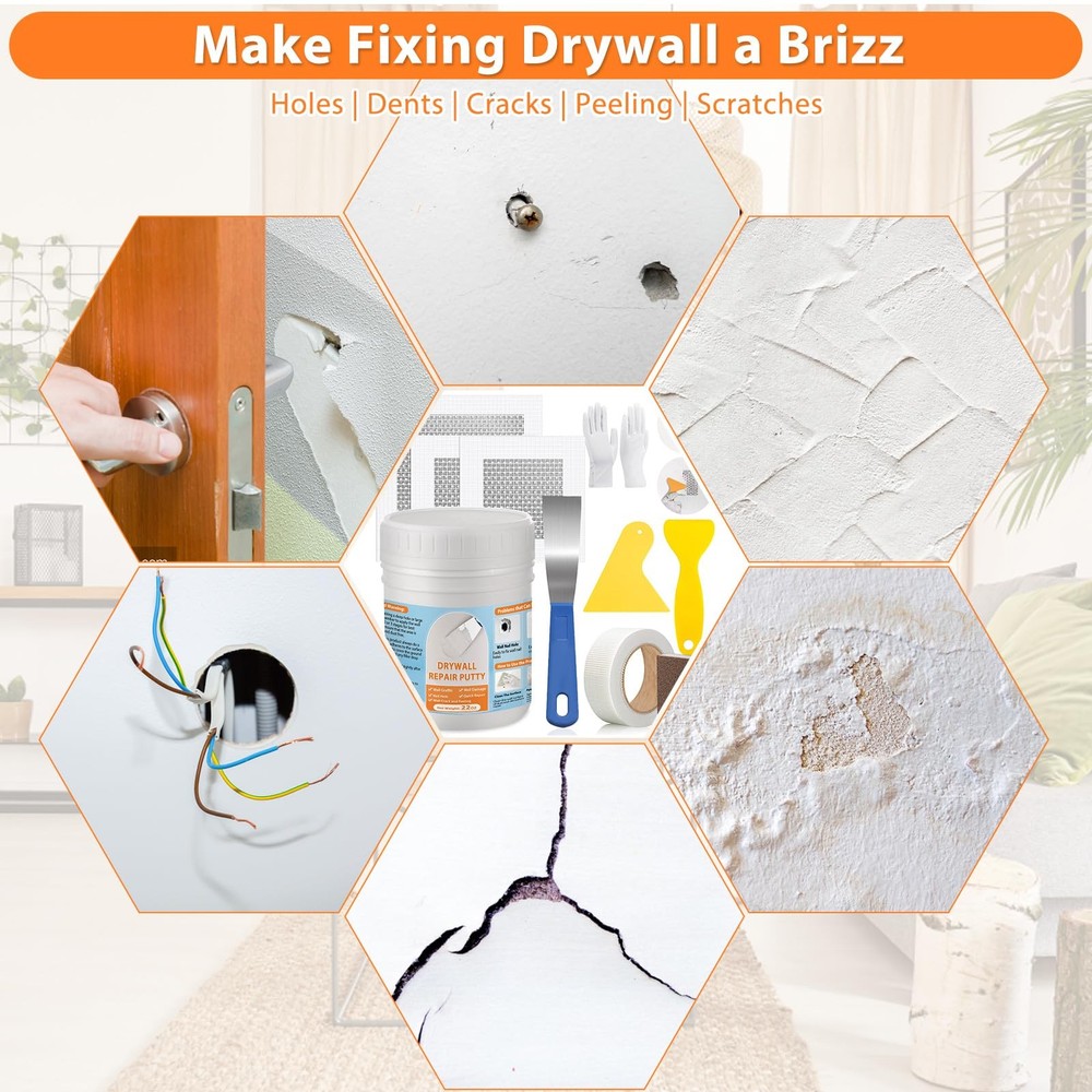 Dry Wall Patch Repair Kit, 22OZ Spackle Paste White Putty white