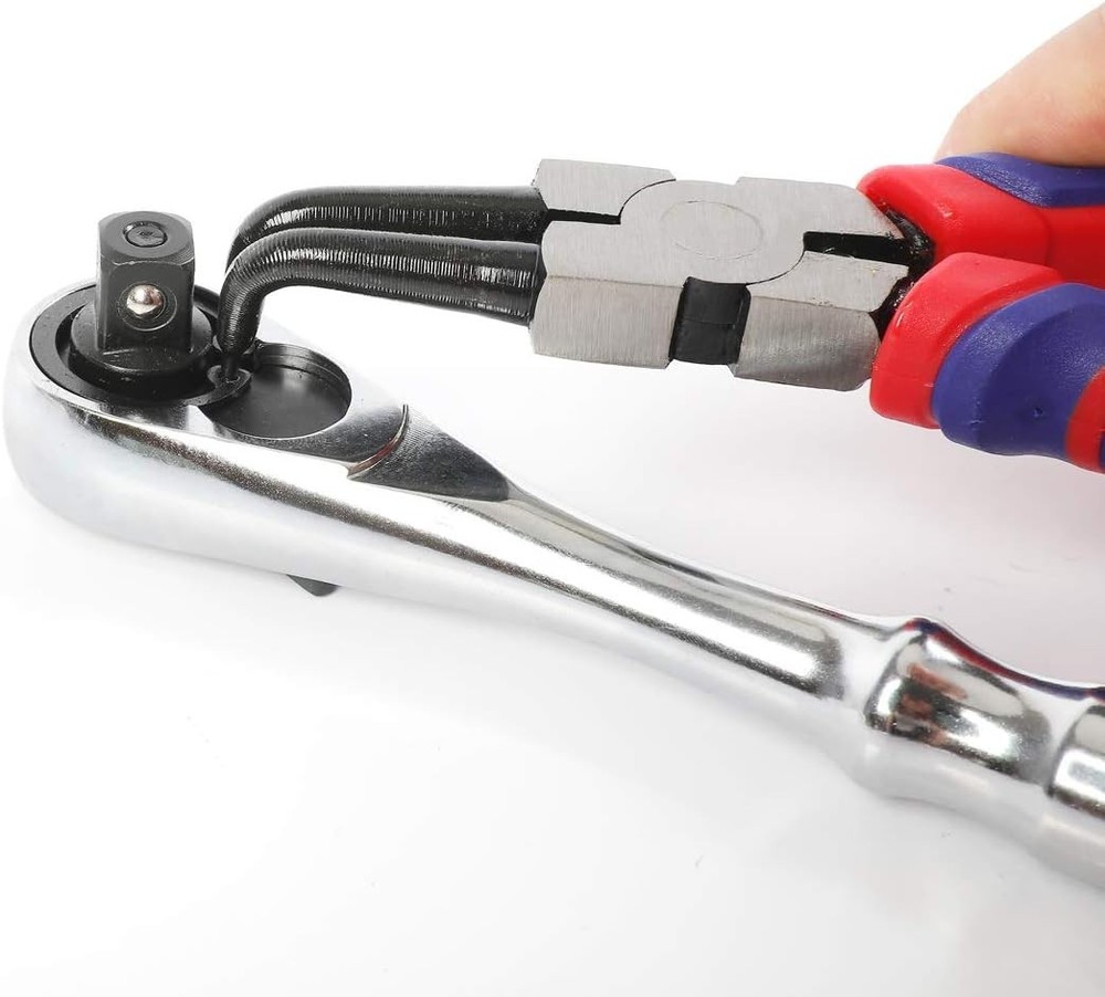 Versatile 7-Inch Snap Ring Pliers - Internal/External with Pouch Included