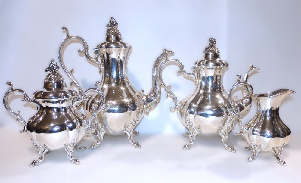 Reed & Barton SilverPlated WINTHROP PUMPKIN COFFEE TEA SET #1795 w Flaws--- READ