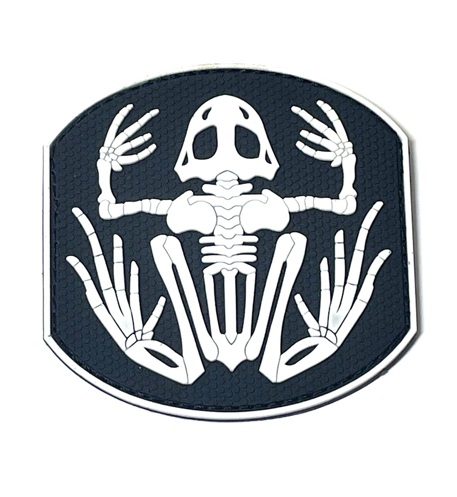 White Frogman Navy Seal PVC Rubber Patch, Hook and Loop Tactical Morale Patch