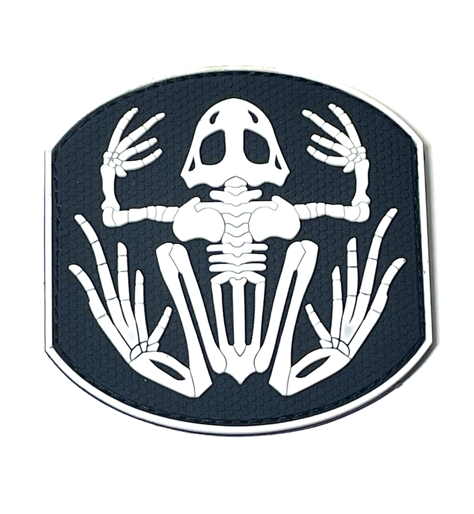 White Frogman Navy Seal PVC Rubber Patch, Hook and Loop Tactical Morale Patch