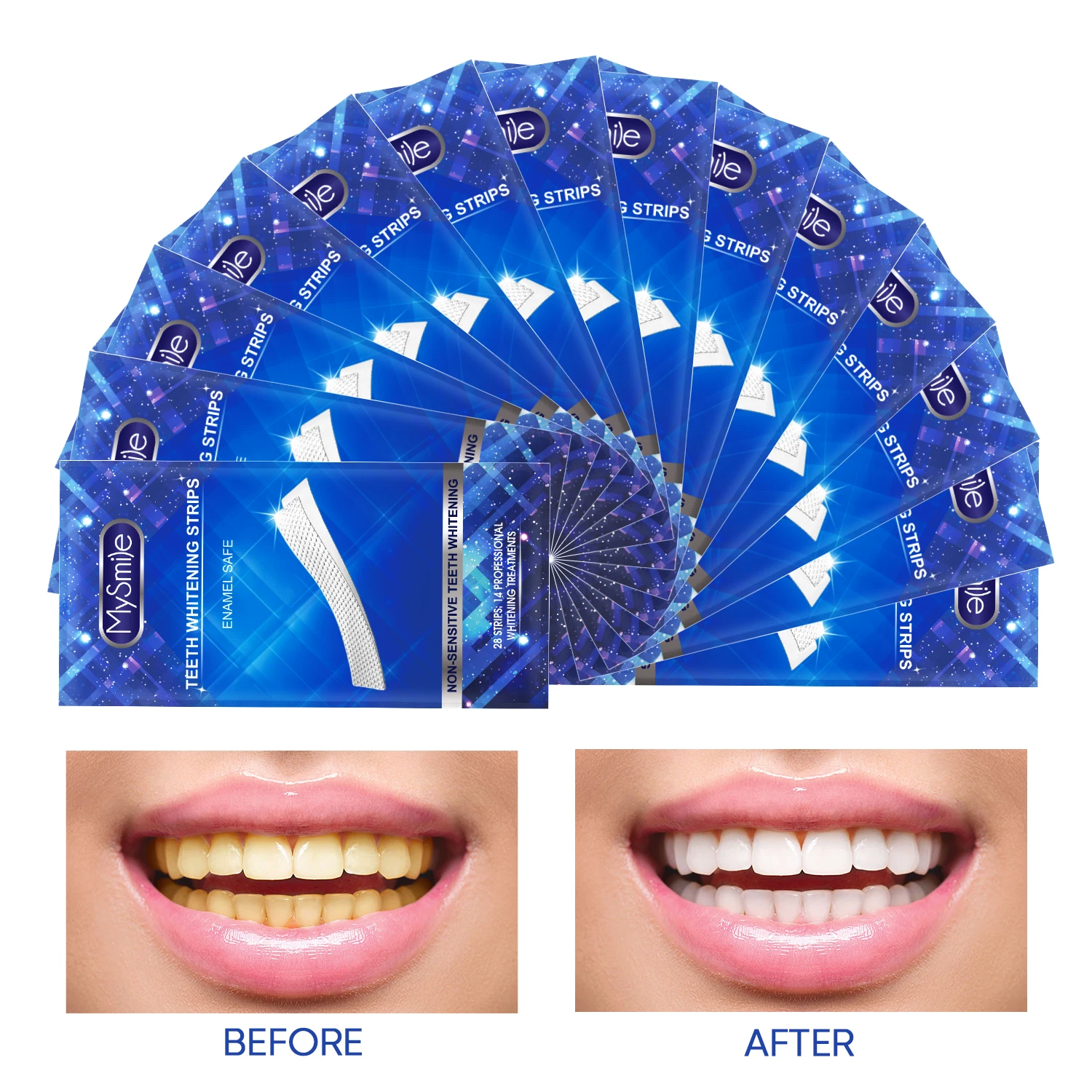MySmile 28pc 6%HP Teeth Whitening Strips Non Sensitive Tooth Whitener Kit