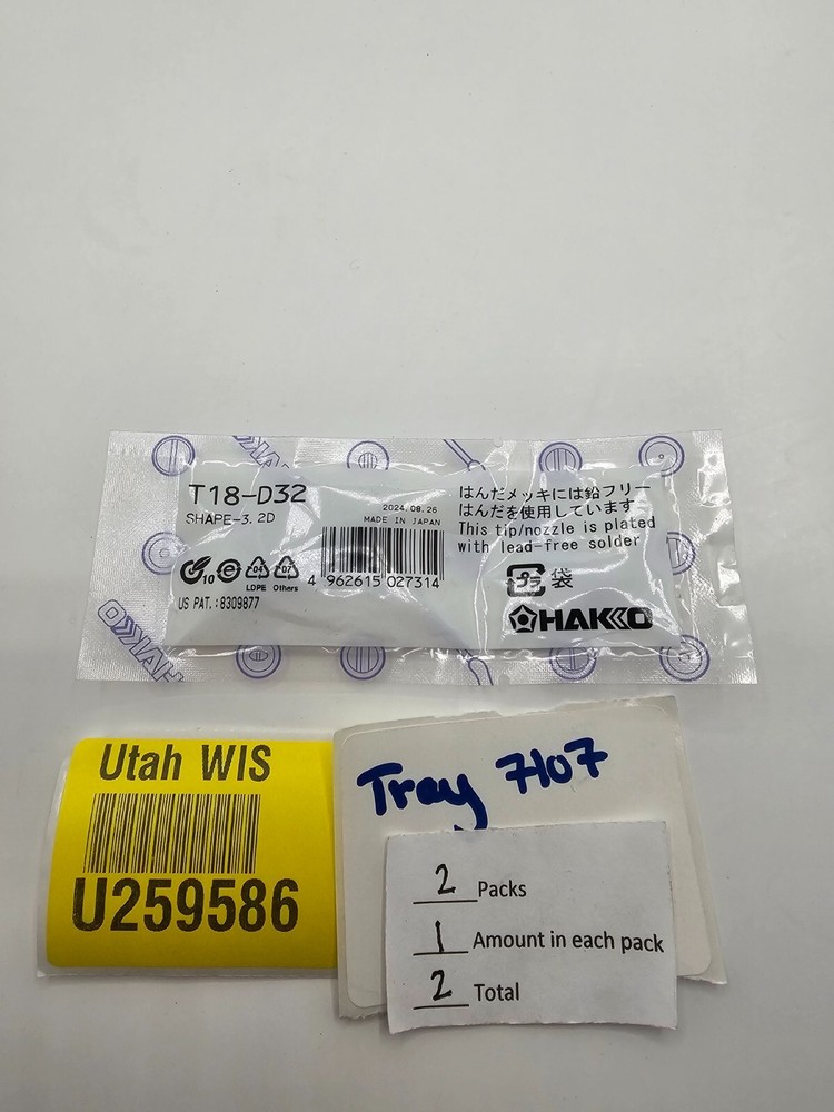 ( QTY 2 ) T18-D32 Chisel Solder Tip, for Hakko FX-8801 Iron
