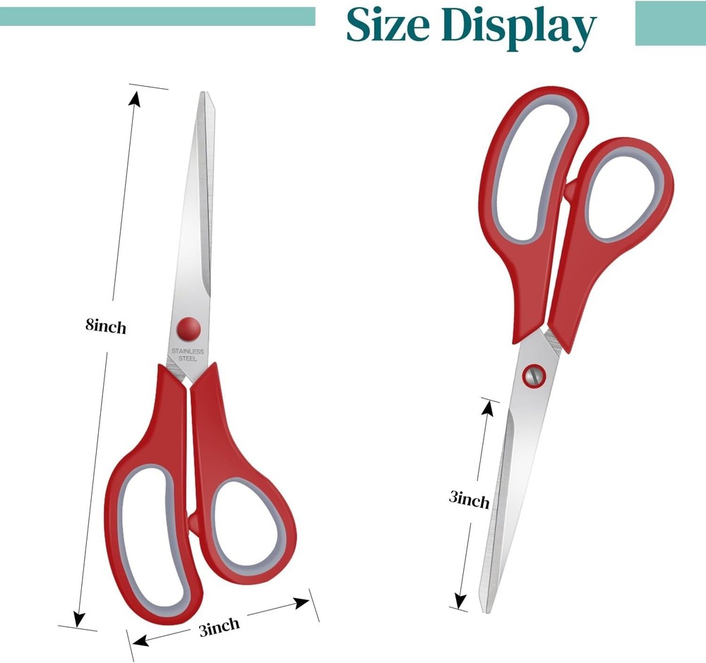 8-Inch Multipurpose Scissors Bulk Pack of 3 - Ultra Sharp Blades