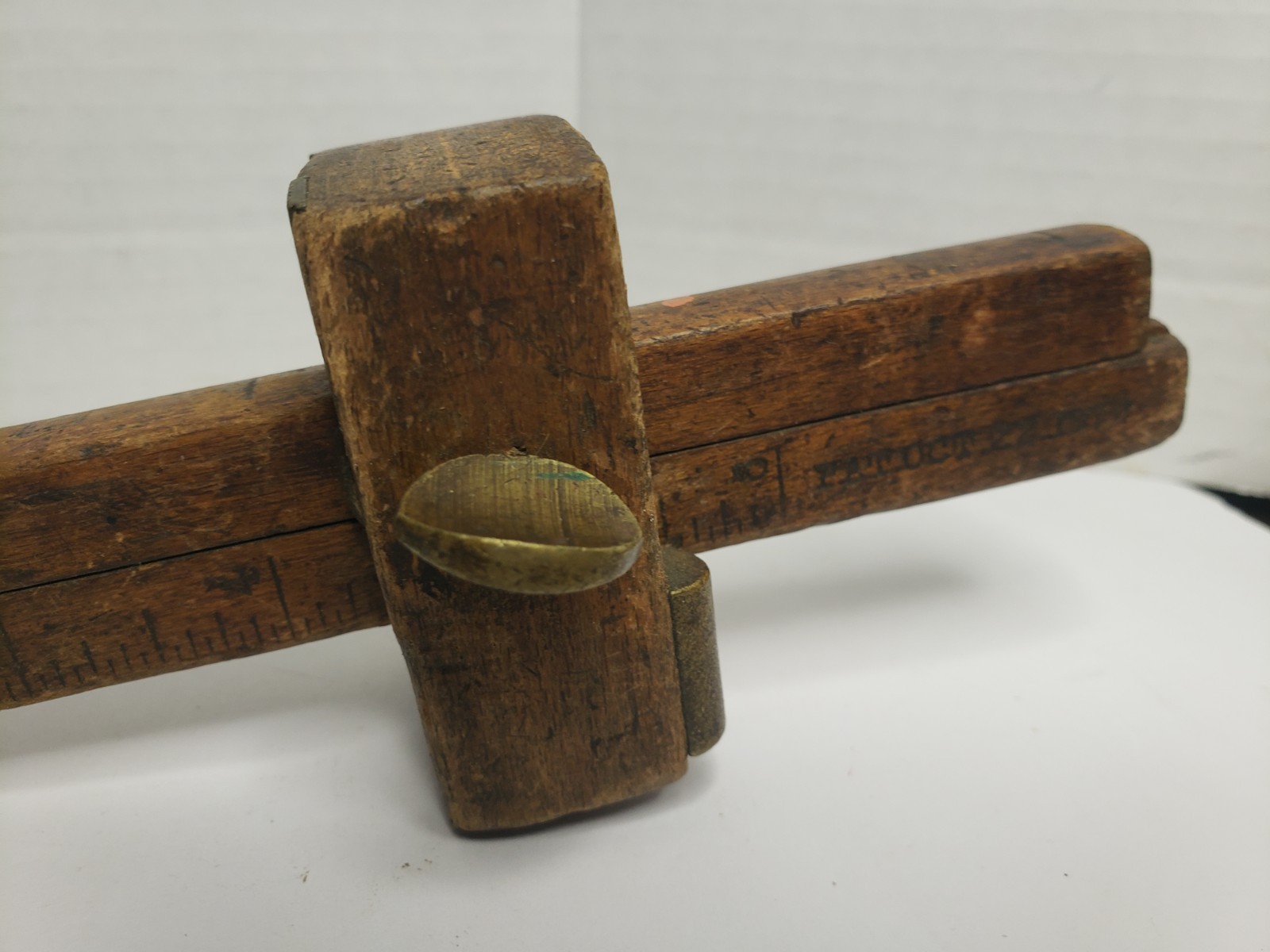 Antique Stanley Wooden Mortise Gauge Primitive Stem Beech