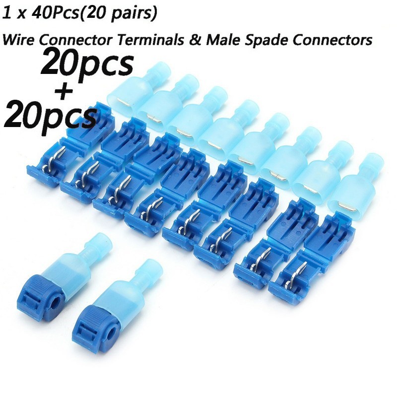 40pcs Electrical Quick Splice Lock Cable Connector Wire Terminals Crimp