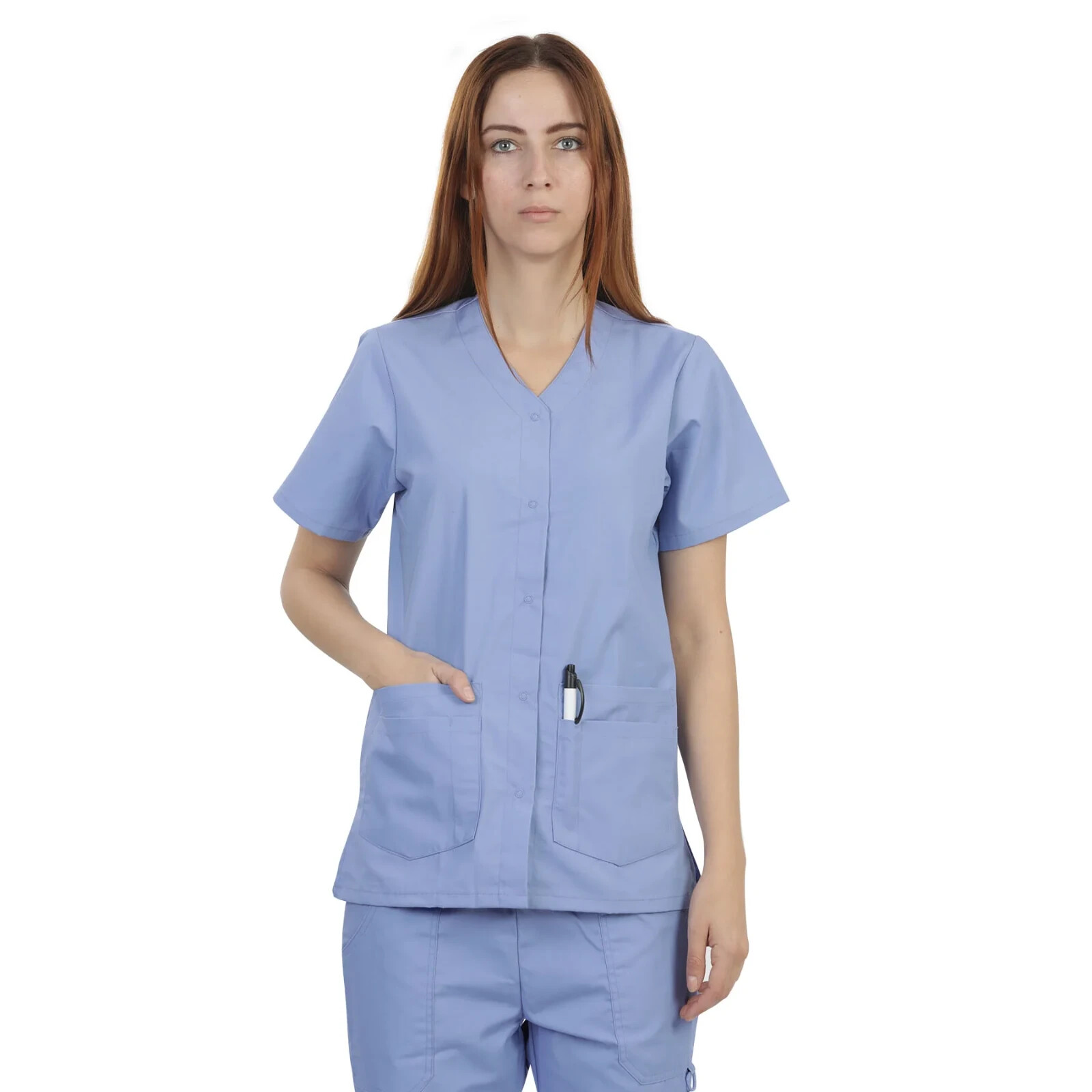 MAZEL UNIFORMS SCRUB TOP FOR WOMEN WITH SNAP FRONT CLOSURE ALL COLORS # 2604 NWT