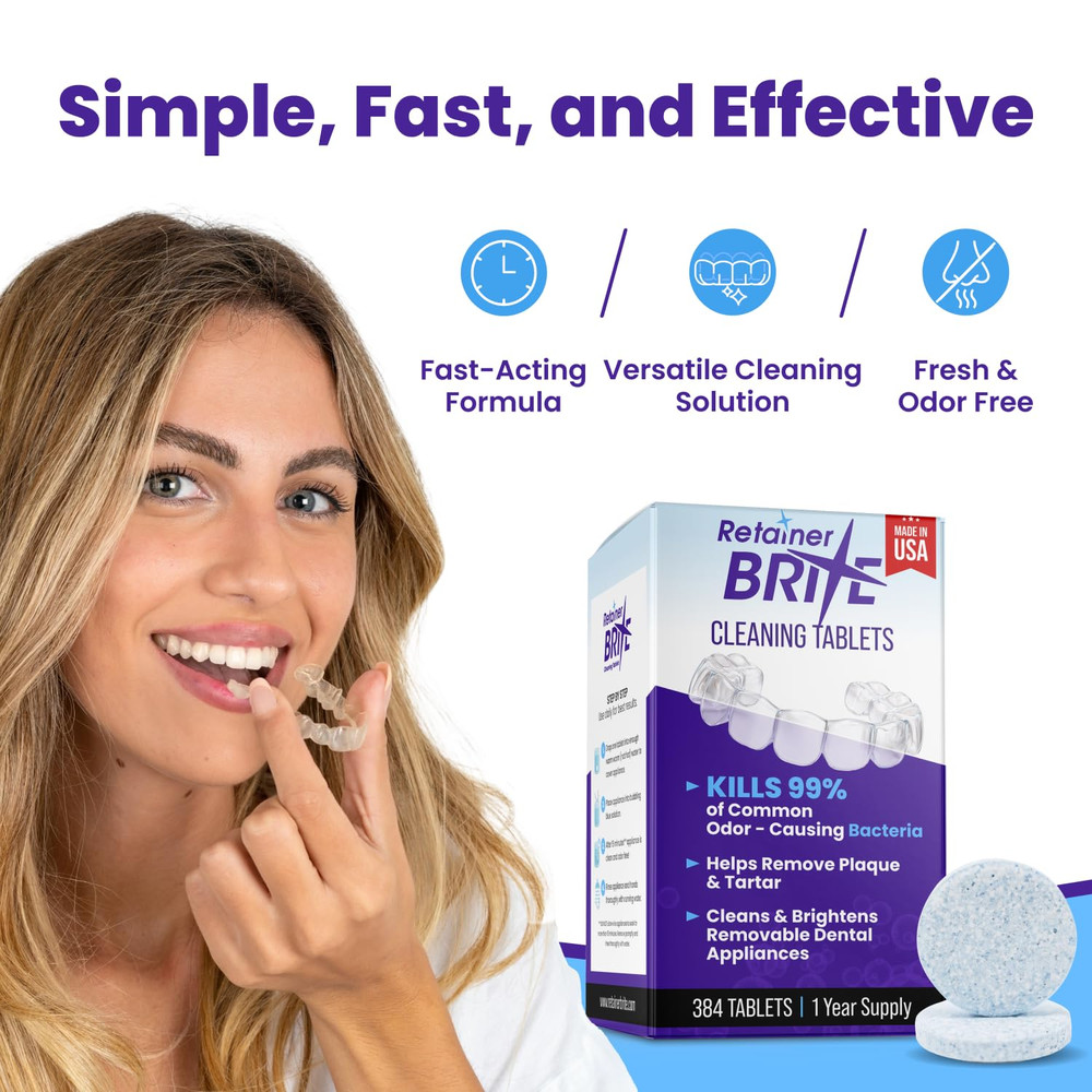 Retainer Brite 1 Year Supply, 384 Individually Wrapped Tablets, 384 Count