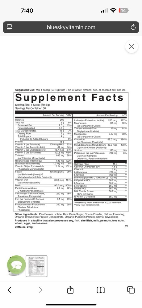 ULTIMATE SHAKE Complete Plant Based Meal Replacement Shake