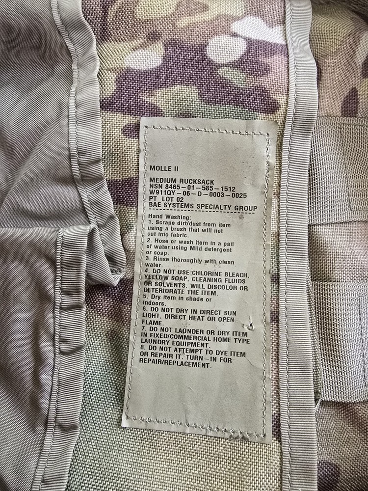 USGI MOLLE II Multicam MEDIUM COMPLETE RUCKSACK RUCK BACKPACK ASSEMBLED