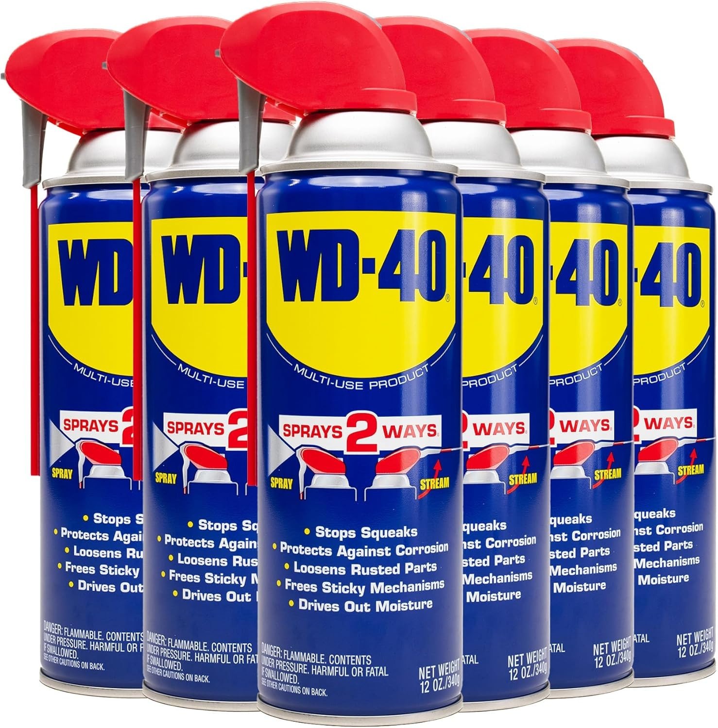 WD-40 Original Formula Multi-Use Product with Smart Straw Sprays 2 Ways,12oz 6Pk