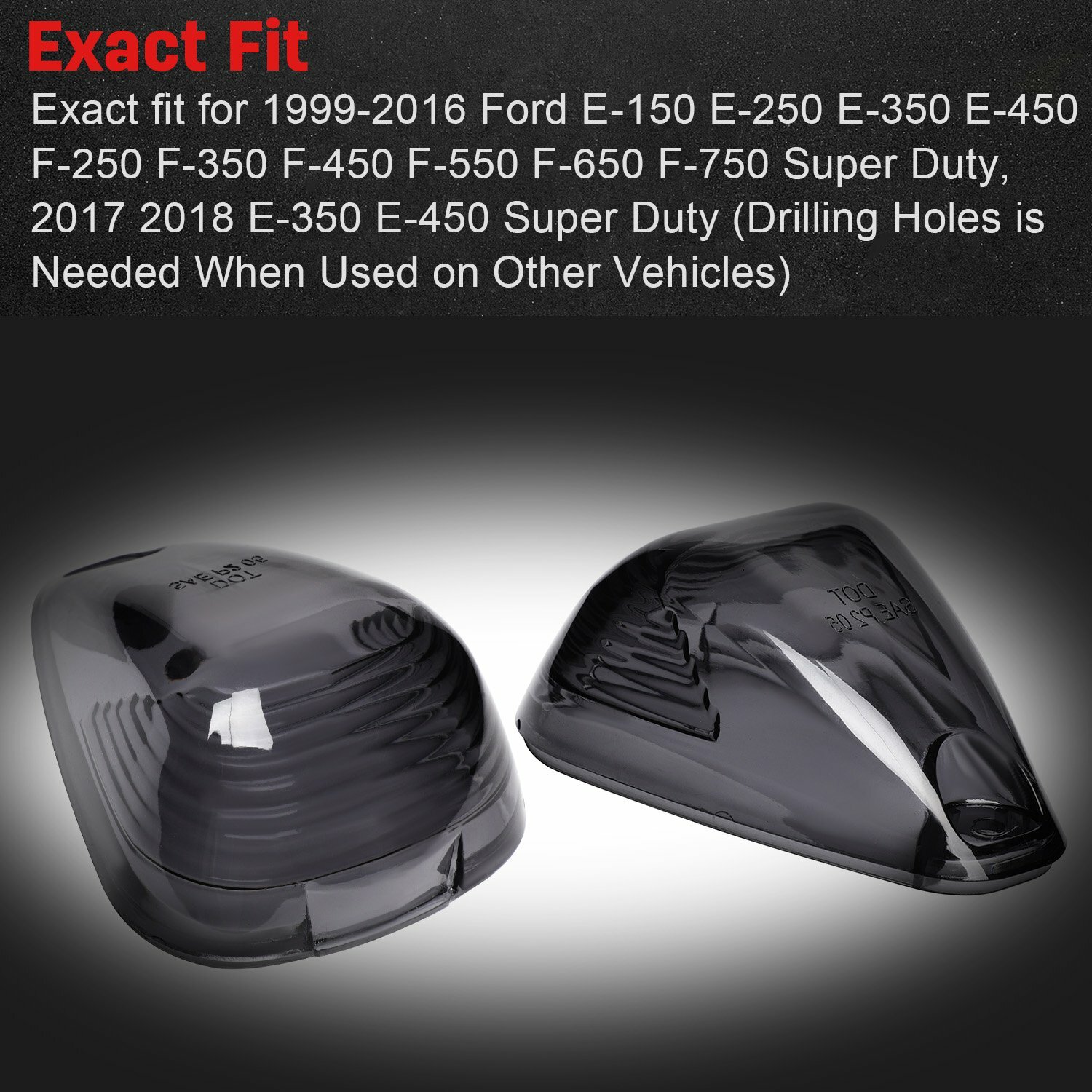 5 Smoke Cab Roof Running Marker Light Cover Lens For Ford F-250 F-350 Super Duty