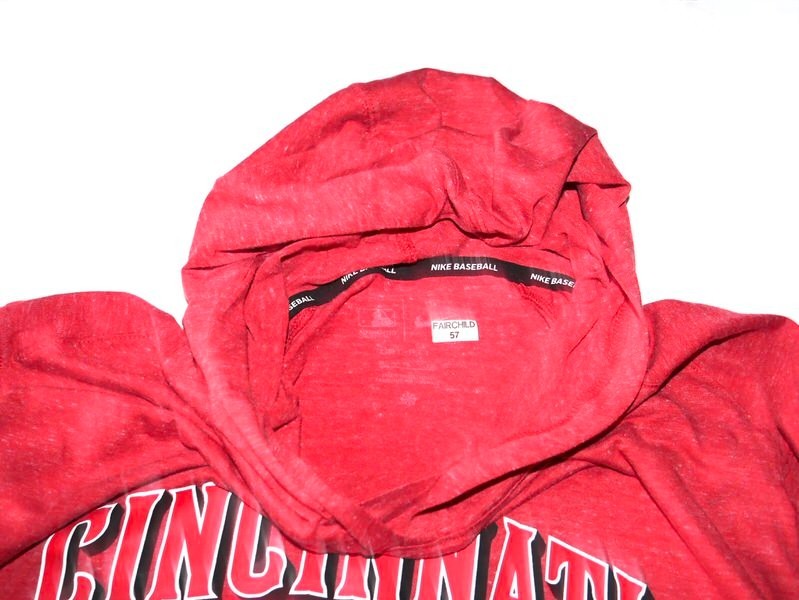 STUART FAIRCHILD BP WORN CINCINNATI REDS #57 NIKE HOODED SHIRT TAIWAN TAIPEI WBC