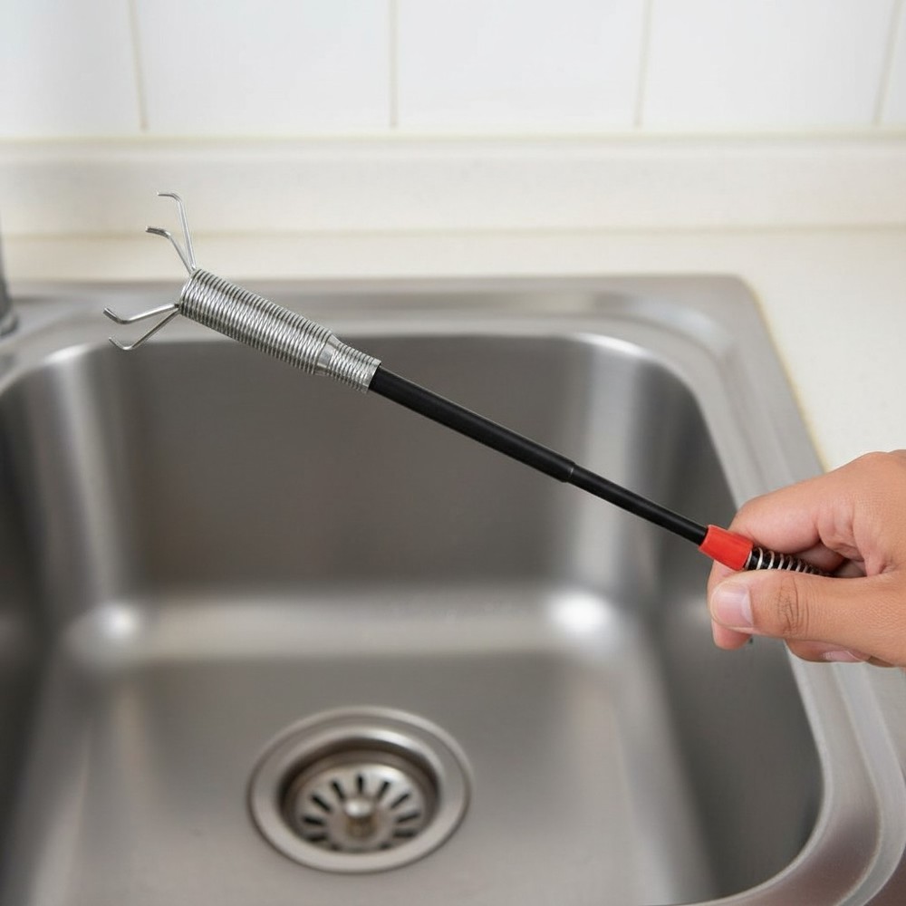 Flexible Drain Cleaner Tool with Plastic Handle for Easy Operation and Control