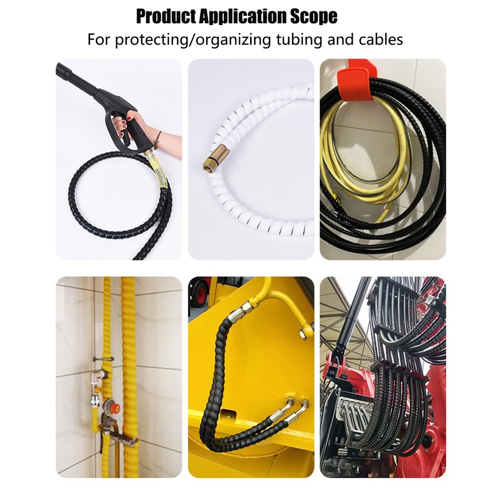 Spiral Wrap Cable Hose Protector 10 ft 2" OD 1.7" Safe Protector to Avoid Wear
