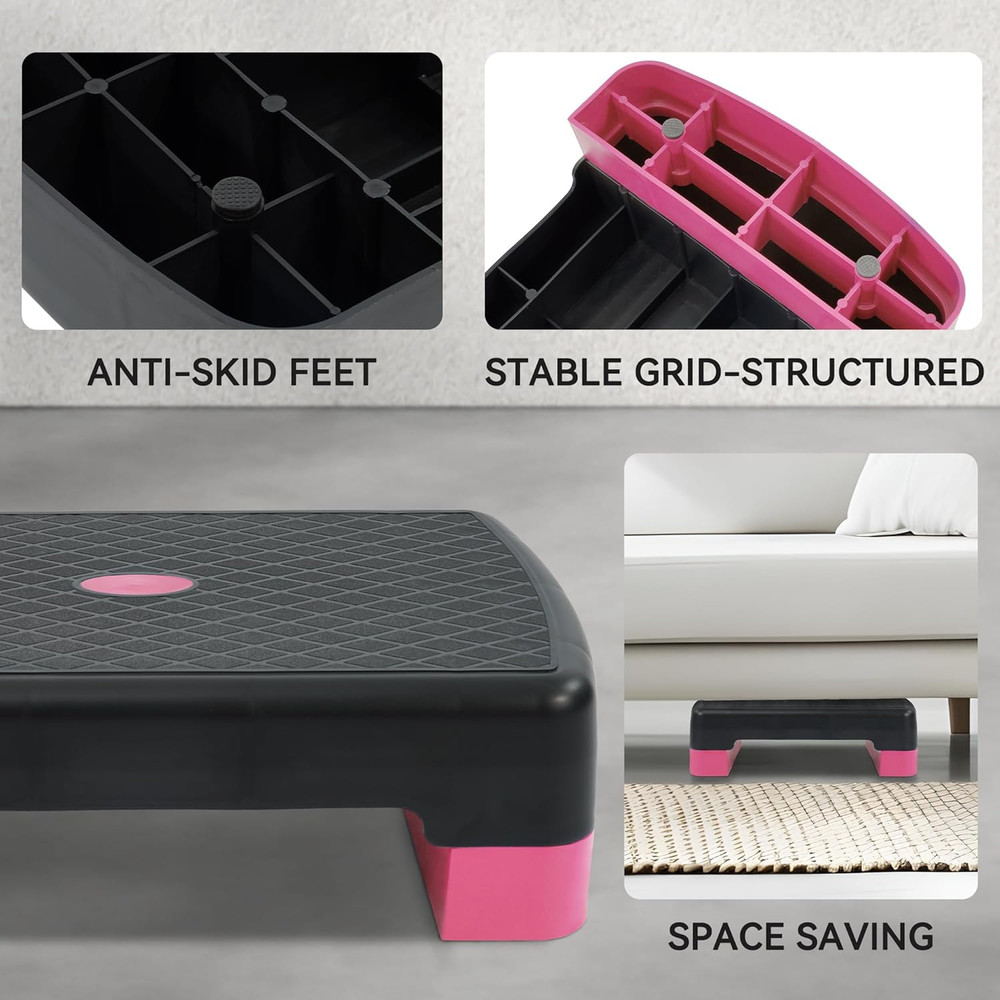 Fitvids 18" Workout Aerobic Stepper Step Platform with 2 Risers, Multiple Colors