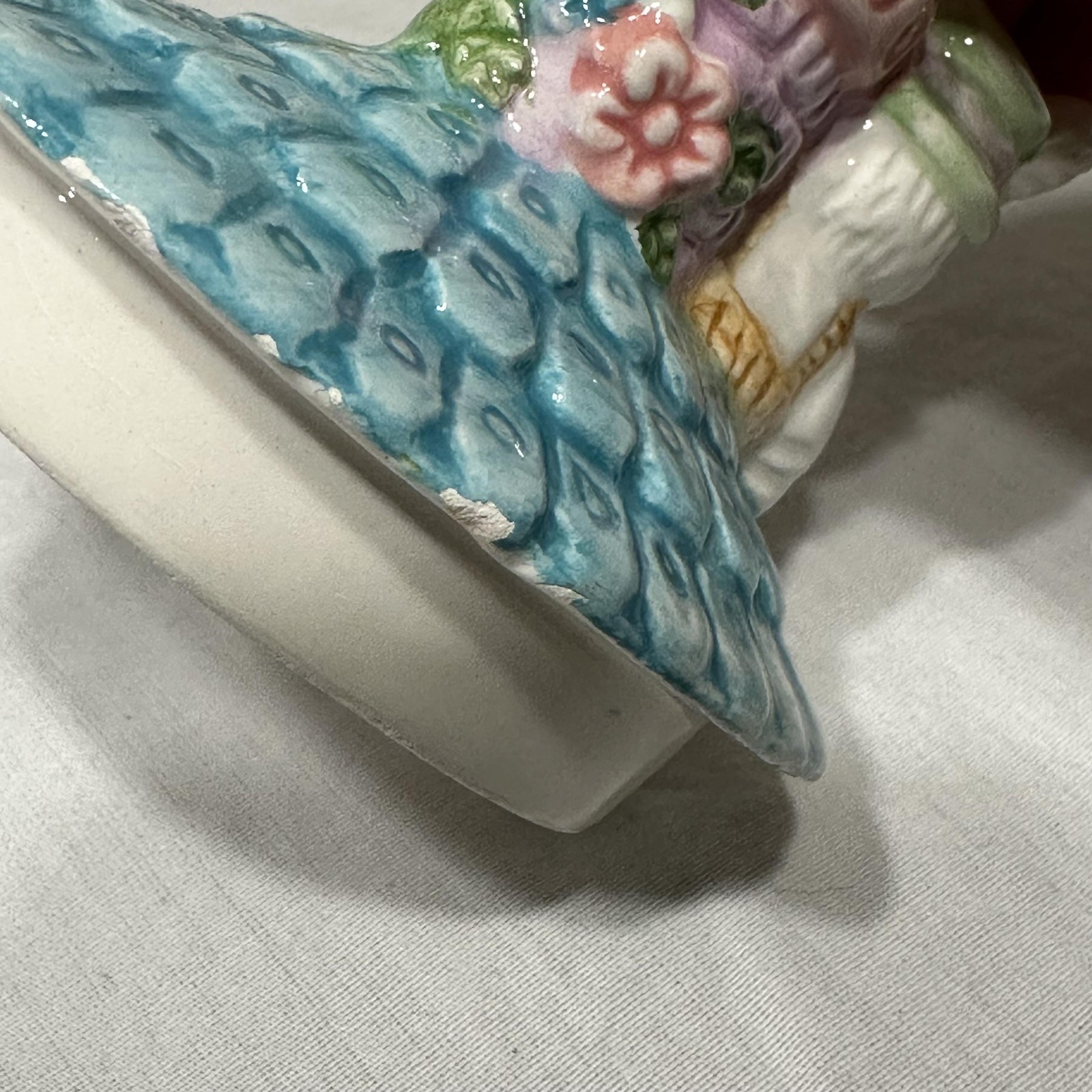 Vintage Mercuries Bunny Cottage House Teapot Ceramic Easter Floral Pastel 1994