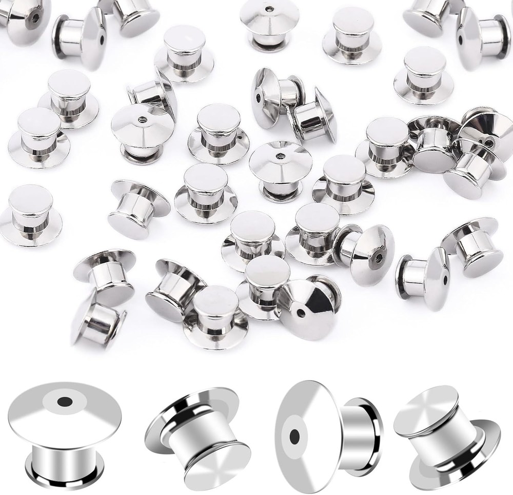 DECYOOL 100PCS Metal Locking Pin Backs, Keepers Clasp Backs Silvery