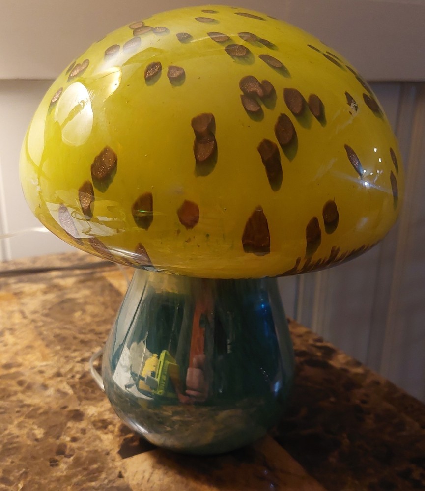 Mushroom Hand Blown Glass Night Light USB Powered