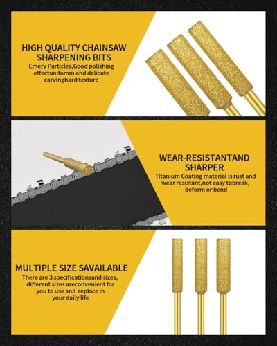 Pcs Diamond Chainsaw Sharpener Bits, High Hardness Titanium Plated 30 Gold
