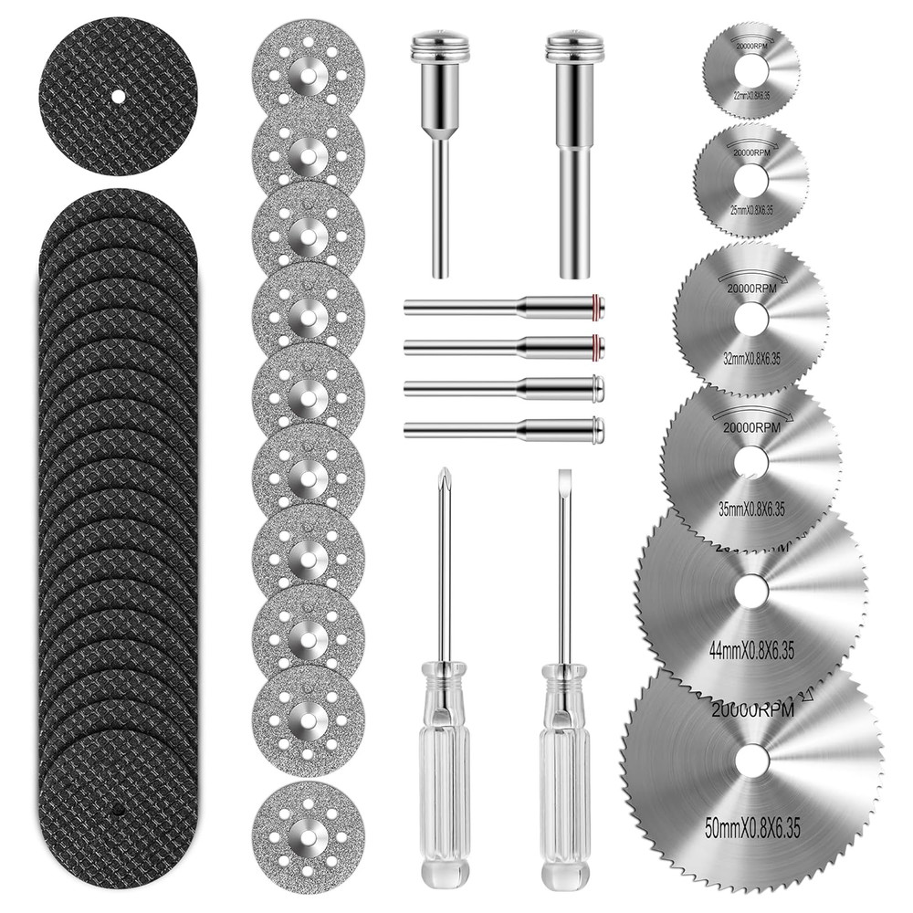 44Pcs Cutting Wheel Set Compatible with Plastic for Rotary Tool, HSS Circular Sa