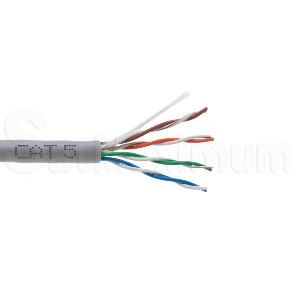 Cat5e 1000FT Gray UTP Ethernet Cable 24AWG Network LAN Solid Bulk Wire Pull Box