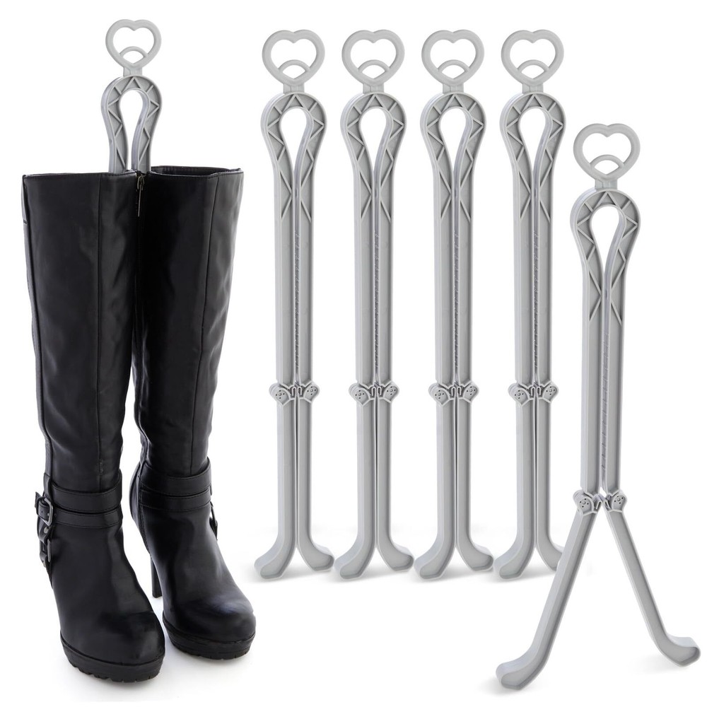 Juvale 6 Pack Folding Boot Shaper Stands for Storage, Grey Clip Support Inserts,