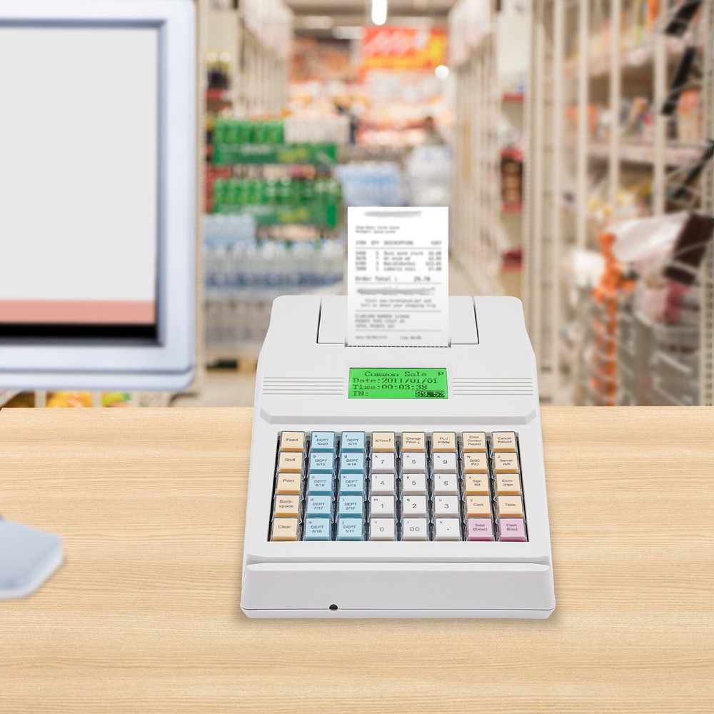 40-Keys Cash Register Tabletop Ratail Cash Register Rectangular Cashing System