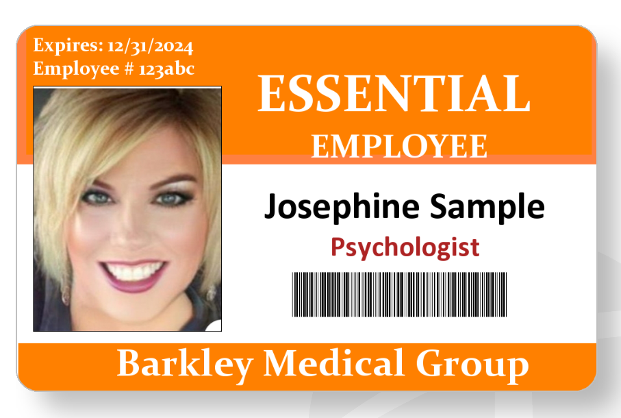 Essential employee card custom with company name, etc.