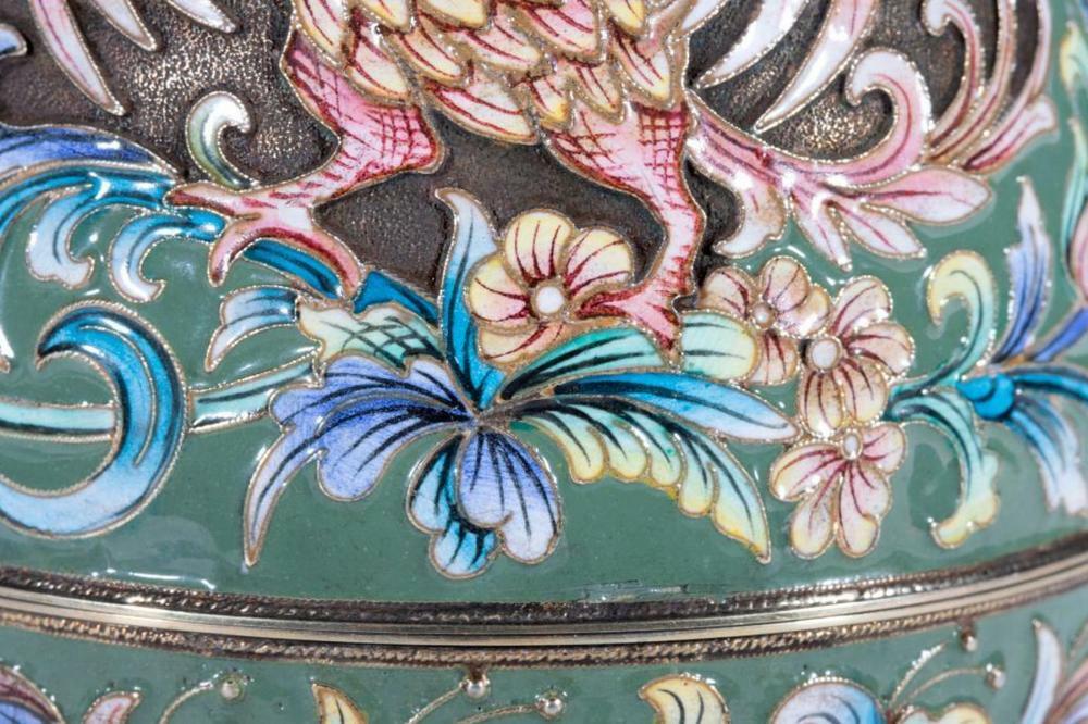 Antique Russian Enamel Silver Egg