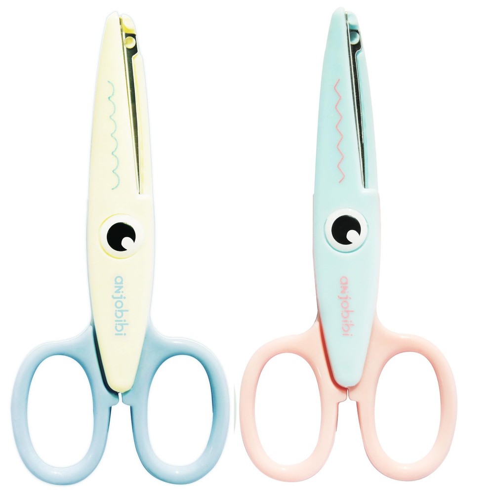 ANJOBIBI,Scissors for Crafting (2-Pack)-Decorative Pattern Edge Beige+blue