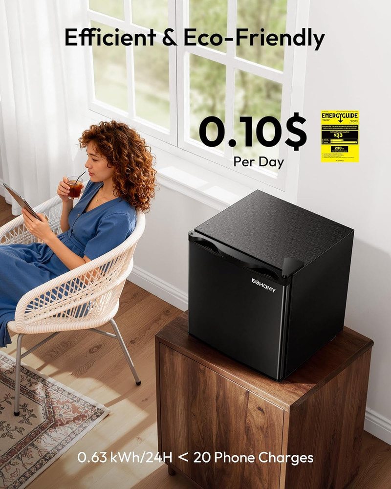 . Cu.Ft Mini Fridge, Reversible Single Door Compact Refrigerator, Adjustable The