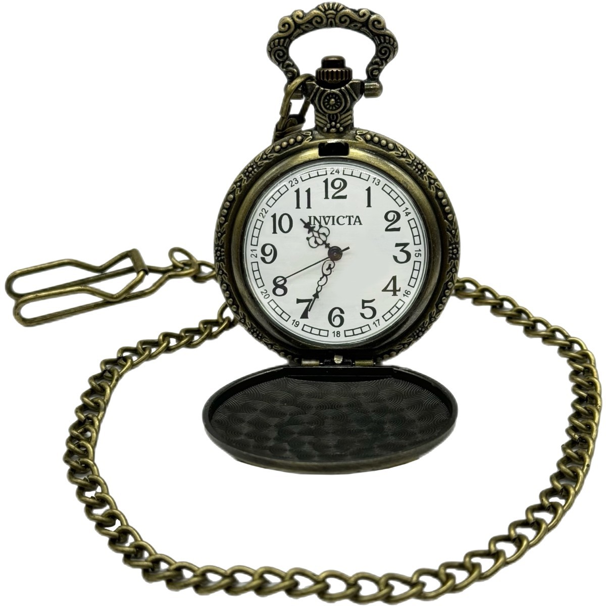 Invicta Vintage Look Men's Pocket Watch - 47mm, Bronze (79005) New/Box/Chain