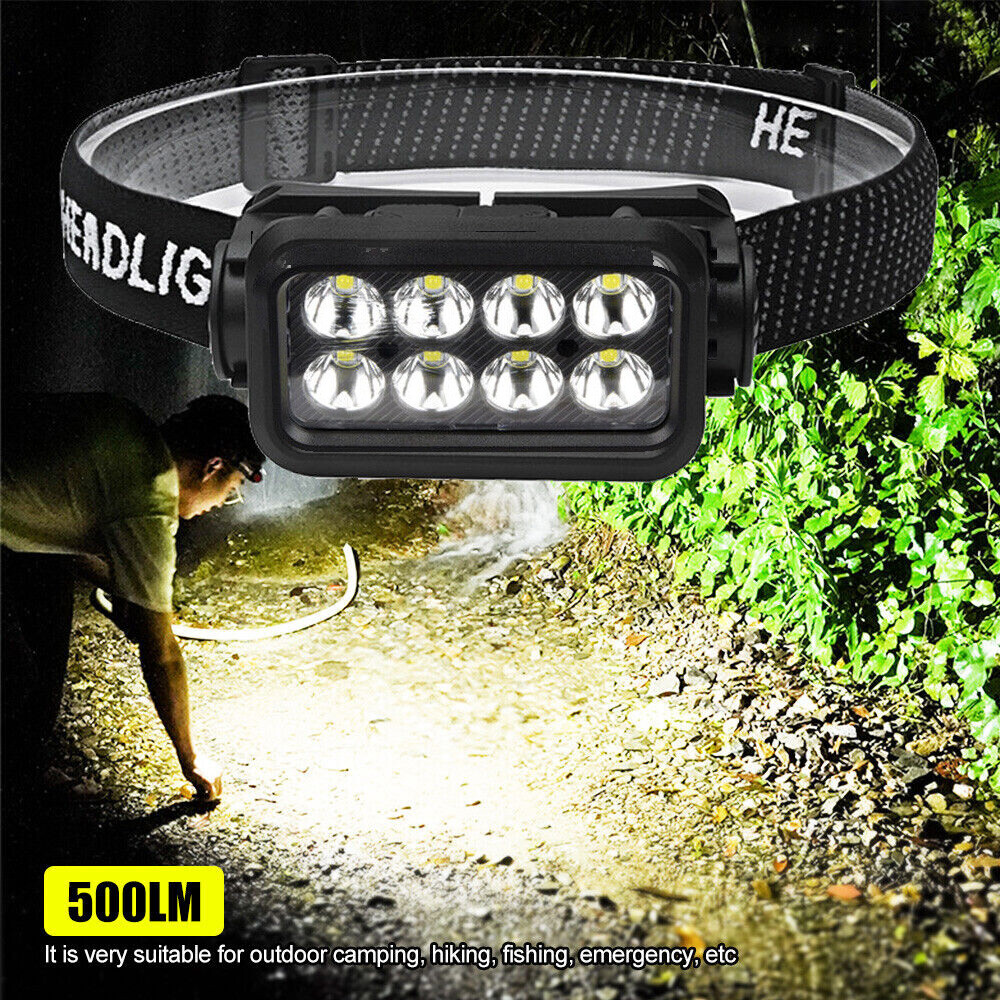 COB LED Headlamp USB Rechargeable Headlight Torch Work Light Bar Head Band Lamp