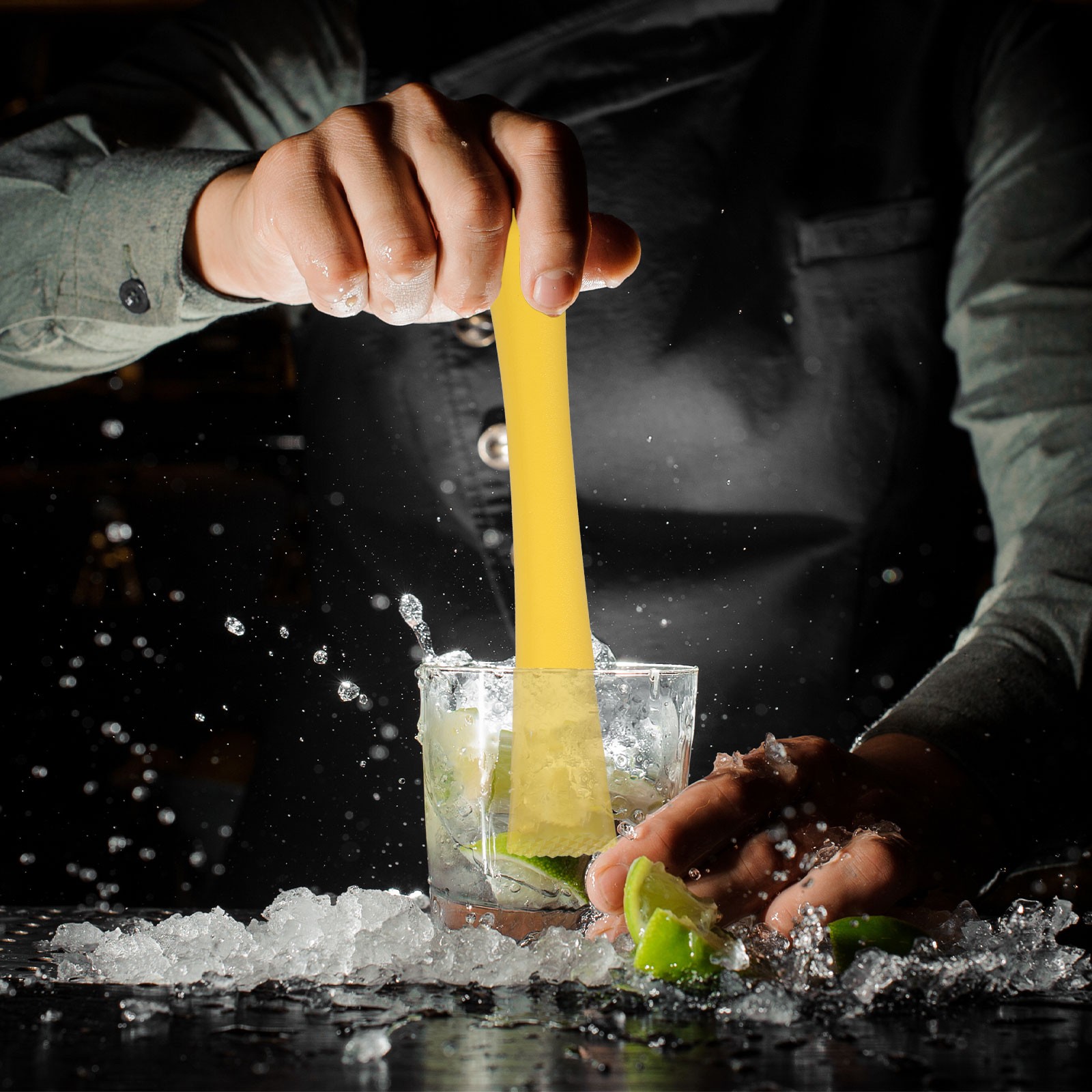 Cocktail Muddler, 9 Inch PP Drink Muddler, Black (Thin)